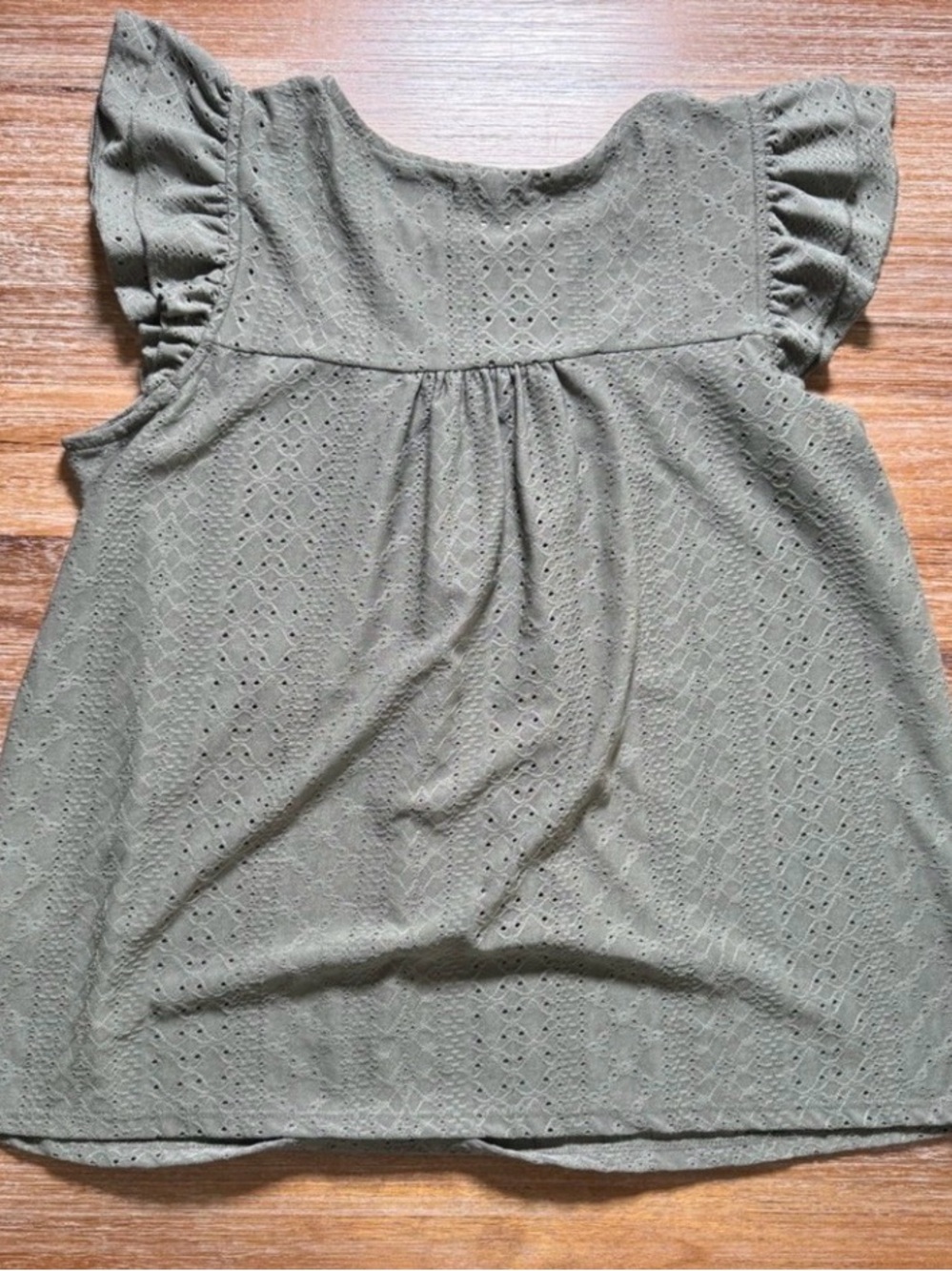 Maurices Olive Eyelet Flutter Sleeve Top